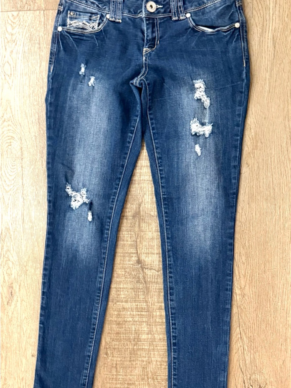 Amethyst Jeans Distressed Skinny Jeans Size 5 Dark Wash Stretch Denim